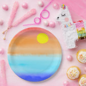 日没オン海水彩抽象芸術アートグラデーション ペーパープレート (パーティー)