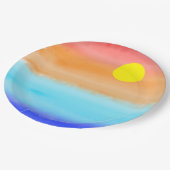 日没オン海水彩抽象芸術アートグラデーション ペーパープレート (アングル)