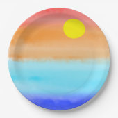 日没オン海水彩抽象芸術アートグラデーション ペーパープレート (正面)
