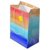 日没オン海水彩抽象芸術アートグラデーション ミディアムペーパーバッグ (正面アングル)