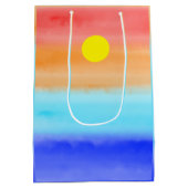 日没オン海水彩抽象芸術アートグラデーション ミディアムペーパーバッグ (裏面)