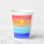 日没オン海水彩抽象芸術アートグラデーション 紙コップ (正面)
