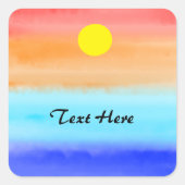 日没オン海水色抽象芸術アート，DIY文字 スクエアシール (正面)