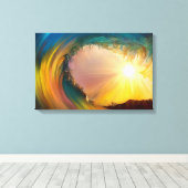 日没カラフル時の印象派の波 キャンバスプリント (インサイチュ (ウッドフロア))