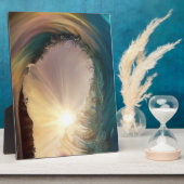 日没カラフル時の熱帯の波 フォトプラーク (側面)