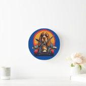 日没クールのバスセットハウンドバイクもしくは自転車に乗る人 ラウンド壁時計 (ホーム)