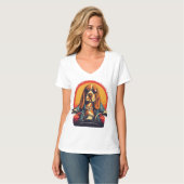 日没クールのバスセットハウンドバイクもしくは自転車に乗る人 Tシャツ (正面フル)