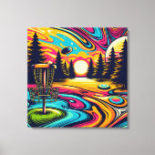 日没クール時のディスクゴルフ場 キャンバスプリント (正面)