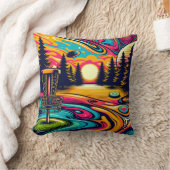 日没サイケデリック時のディスクゴルフ場 クッション (ブランケット)