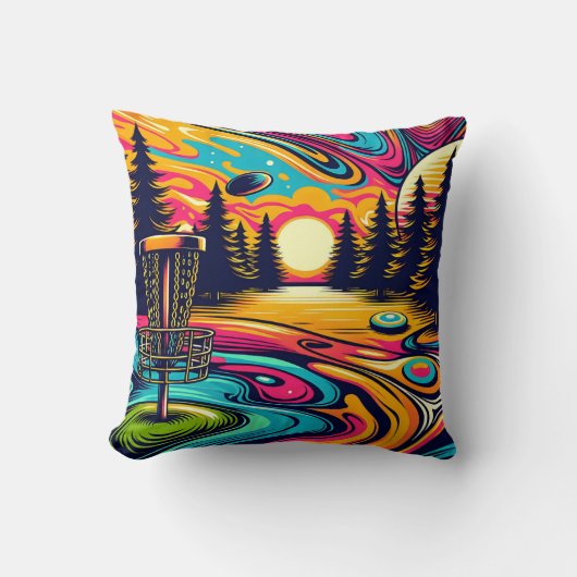 日没サイケデリック時のディスクゴルフ場 クッション (正面)