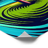 日没サイケデリック時のディスクゴルフ場 ポスター (角)