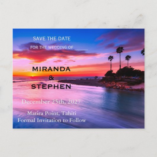 日没ビーチの日付の保存 案内ポストカード (正面)