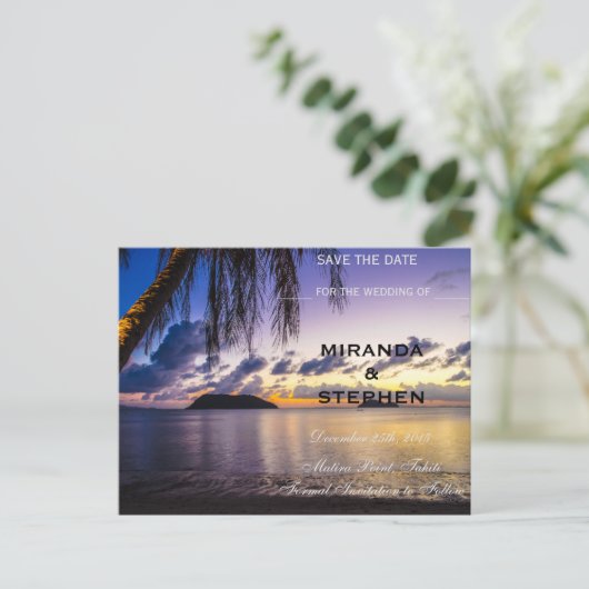 日没ビーチの日付の保存 案内ポストカード (スタンド正面)