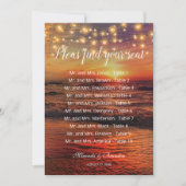 日没ビーチ結婚式テーブル番号座席表 サンキューカード (正面)