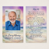 日没ビーチ葬儀写真記念祈りの言葉カード (正面&裏面)