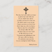 日没ビーチ葬儀記念祈りの言葉フォトカード 名刺 (裏面)