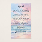 日没ビーチ記念写真葬式祈りの言葉カード (裏面)