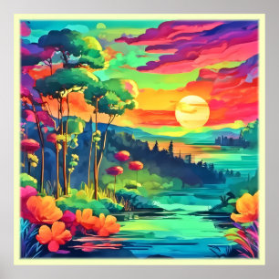 日没ファンタジーの風景 ポスター