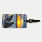 日没ライトのボトルゆっくり進られたイルカ ラゲッジタグ (正面横)