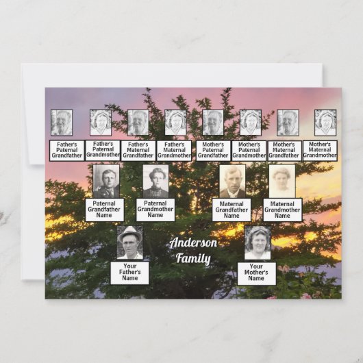 日没付き三世代フォトツカラフルリー 招待状 (正面)