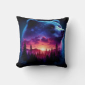 日没付き二重露出ベアポートレート鮮やか クッション (正面)