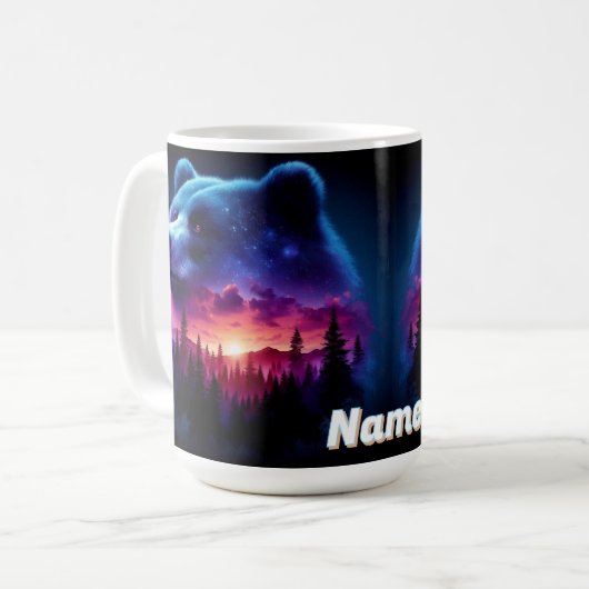 日没付き二重露出ベアポートレート鮮やか コーヒーマグカップ (正面左)