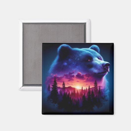 日没付き二重露出ベアポートレート鮮やか マグネット (正面/裏面)