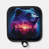 日没付き二重露出ベアポートレート鮮やか 鍋敷き (正面)