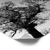 日没付き白黒ツリーシルエット ポスター (角)