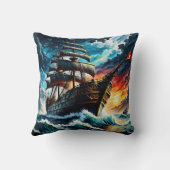 日没威厳のあるに出航する海賊船 クッション (裏面)