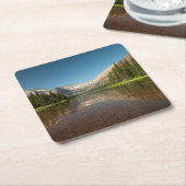 日没山の反射|のグレーシャー国立公園 スクエアペーパーコースター (アングル)