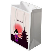 日没日本ののお寺のこけし人形 ミディアムペーパーバッグ (裏面アングル)