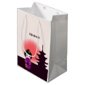 日没日本ののお寺のこけし人形 ミディアムペーパーバッグ (正面アングル)