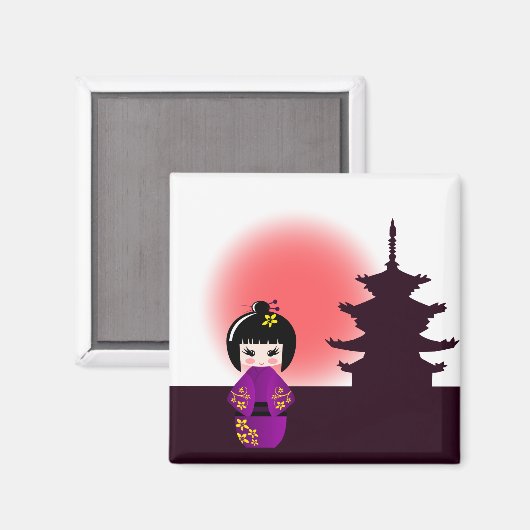 日没日本の時のこけし人形 マグネット (正面/裏面)