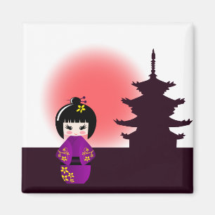 日没日本の時のこけし人形 マグネット