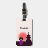 日没日本の時のこけし人形 ラゲッジタグ (正面縦)