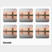 日没時に反射する2つの風車 スクエアシール (シート)