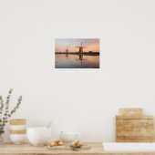 日没時に反射する2つの風車 ポスター (キッチン)