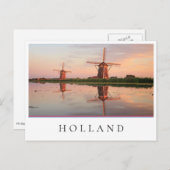 日没時に反射する2つの風車 ポストカード (正面/裏面)