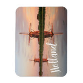 日没時に反射する2つの風車 マグネット (縦)