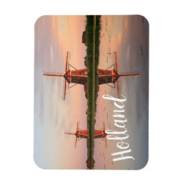 日没時に反射する2つの風車 マグネット