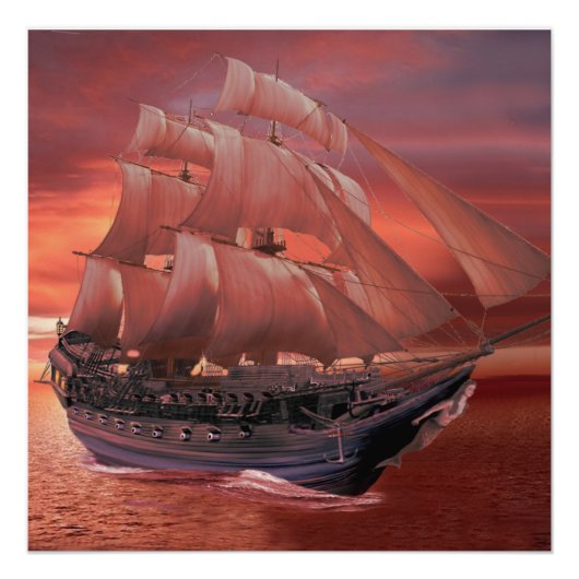 日没時に帆を出す ポスター (正面)