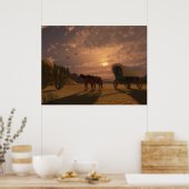 日没時に幌馬車 – 大プリント ポスター (キッチン)