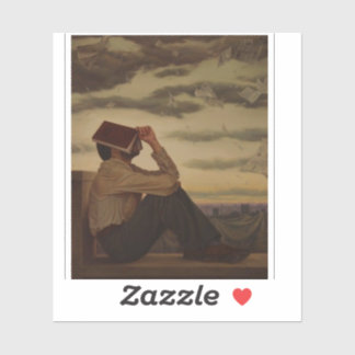 日没時に本を持つ人 シール