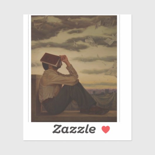 日没時に本を持つ人 シール (シート)