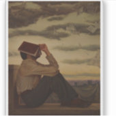 日没時に本を持つ人 シール (正面)