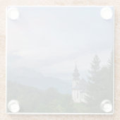 日没時のアルプス山を持つ教会 ガラスコースター (裏面)