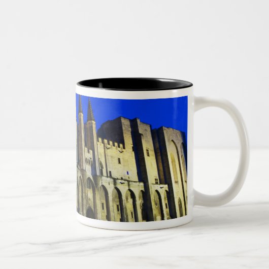 日没時のアヴィニョンの教皇の宮殿。ビルト2 ツートーンマグカップ (右)