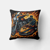 日没時のサイドカー付き炎のオートバイ クッション (裏面)