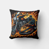 日没時のサイドカー付き炎のオートバイ クッション (正面)